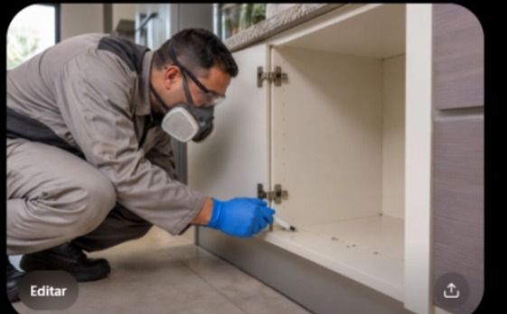 Técnico aplicando dedetização por fumacê (UBV)